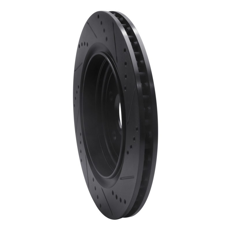 Cadillac ATS Brake Rotor (1) - Rear Left - R1 Concepts - Drilled & Slotted - Black - `16-`24